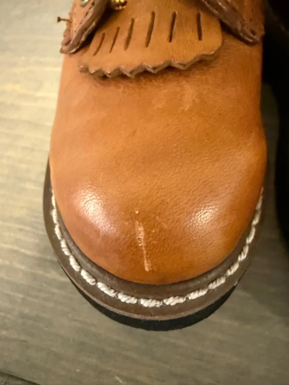 9.5 Boys Georgia Brown Leather Boots - Lace Up